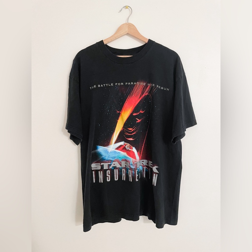 1998 Star Trek Insurrection black movie promo t-shirt black size XL cotton